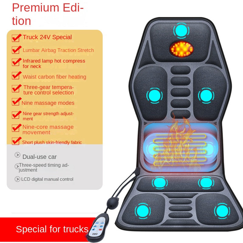 Cojín de masaje cervical multifuncional para coche y hogar con calefacción, vibración y masaje para cuello y espalda
