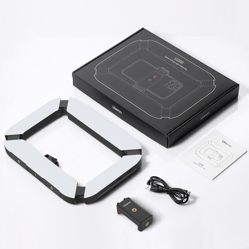 Ulanzi U200 Aro de luz LED para cámara con rig de vídeo portátil, luz LED de mano para grabación de vídeo