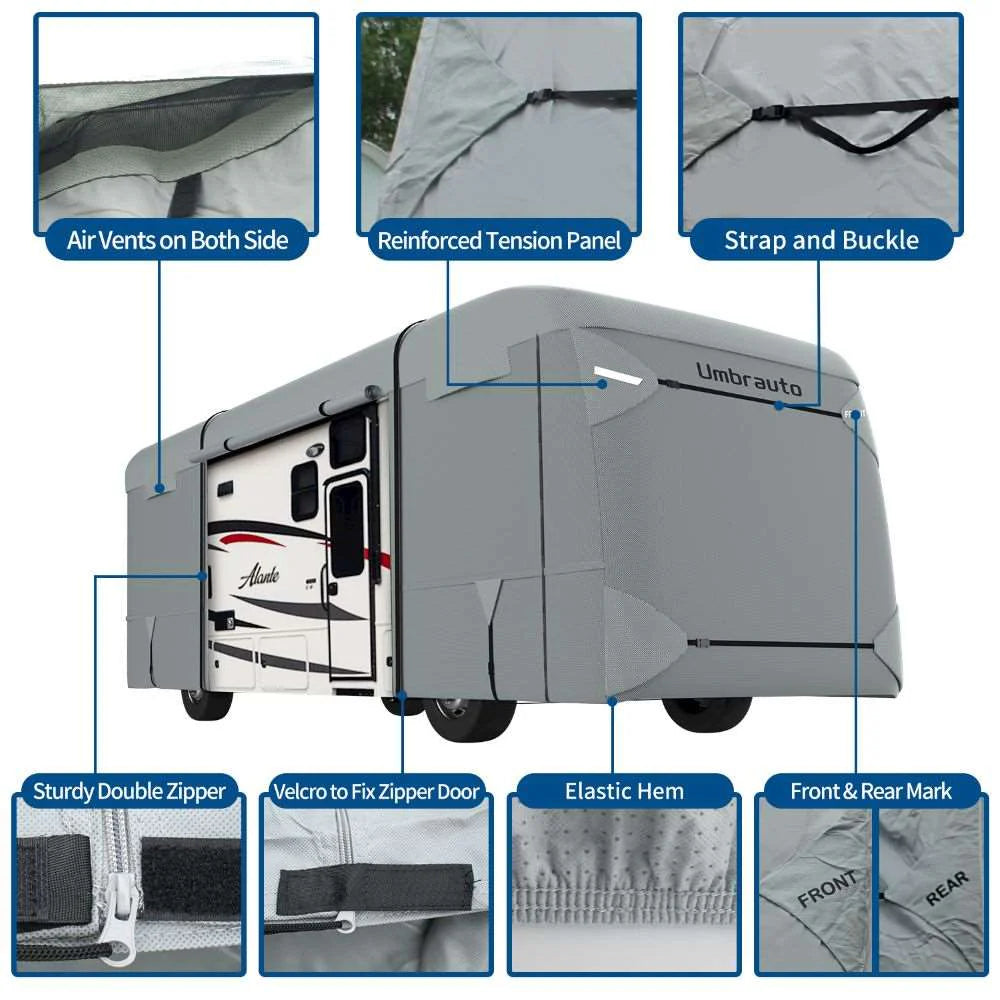 Funda Umbrauto para autocaravana Clase A, 7 capas reforzadas, resistente al viento y transpirable, color gris