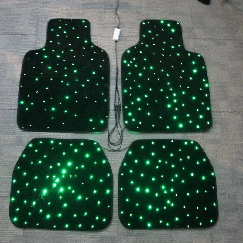 Alfombrillas para coche con fibra óptica en forma de estrellas, juego completo con iluminación LED para decoración del vehículo