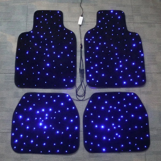 Alfombrillas para coche con fibra óptica en forma de estrellas, juego completo con iluminación LED para decoración del vehículo
