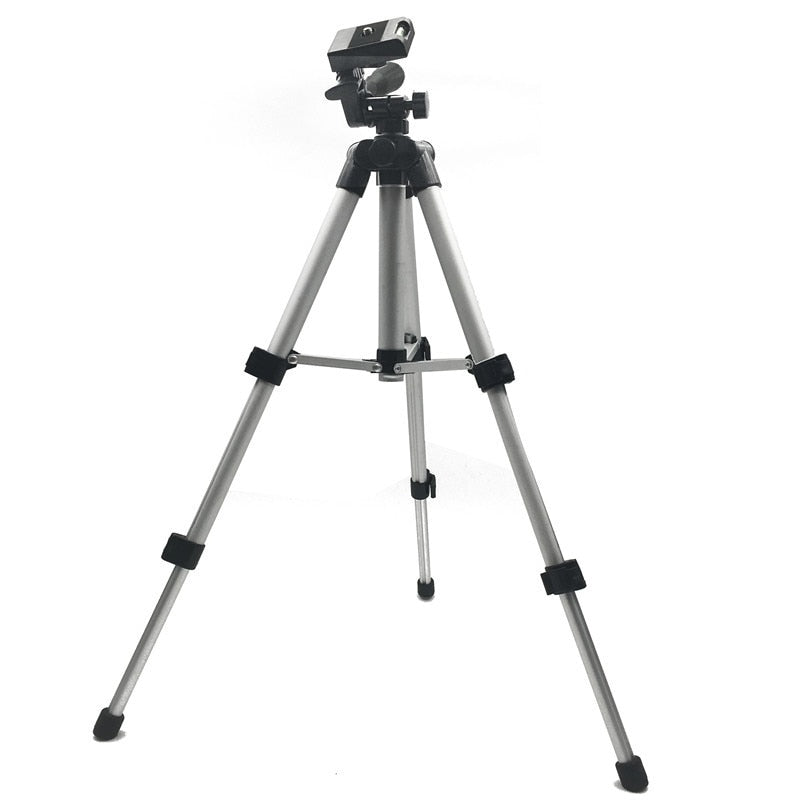 Soporte Trípode Profesional Plegable para Cámara con Tornillo y Cabezal Fluido Giratorio de 360°, Estabilizador de Aluminio con Soporte para Teléfono