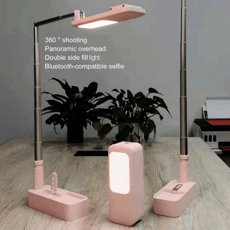 Luz LED de relleno portátil, inalámbrica y retráctil, con brillo regulable, para selfies, vídeos en directo y soporte para teléfono móvil