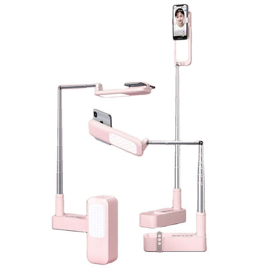 Luz LED de relleno portátil, inalámbrica y retráctil, con brillo regulable, para selfies, vídeos en directo y soporte para teléfono móvil