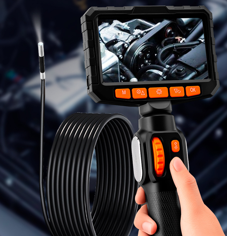 Endoscopio de inspección con giro de 360° para automoción, motores, tuberías y uso industrial, resistente al agua