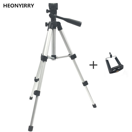Soporte Trípode Profesional Plegable para Cámara con Tornillo y Cabezal Fluido Giratorio de 360°, Estabilizador de Aluminio con Soporte para Teléfono
