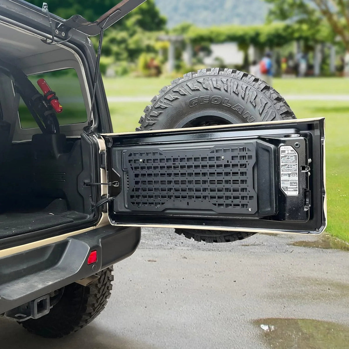 Panel táctico para portón trasero JK y JL con kit de herramientas y organizador, compatible con Jeep Wrangler 2007-2022 JK y JKU