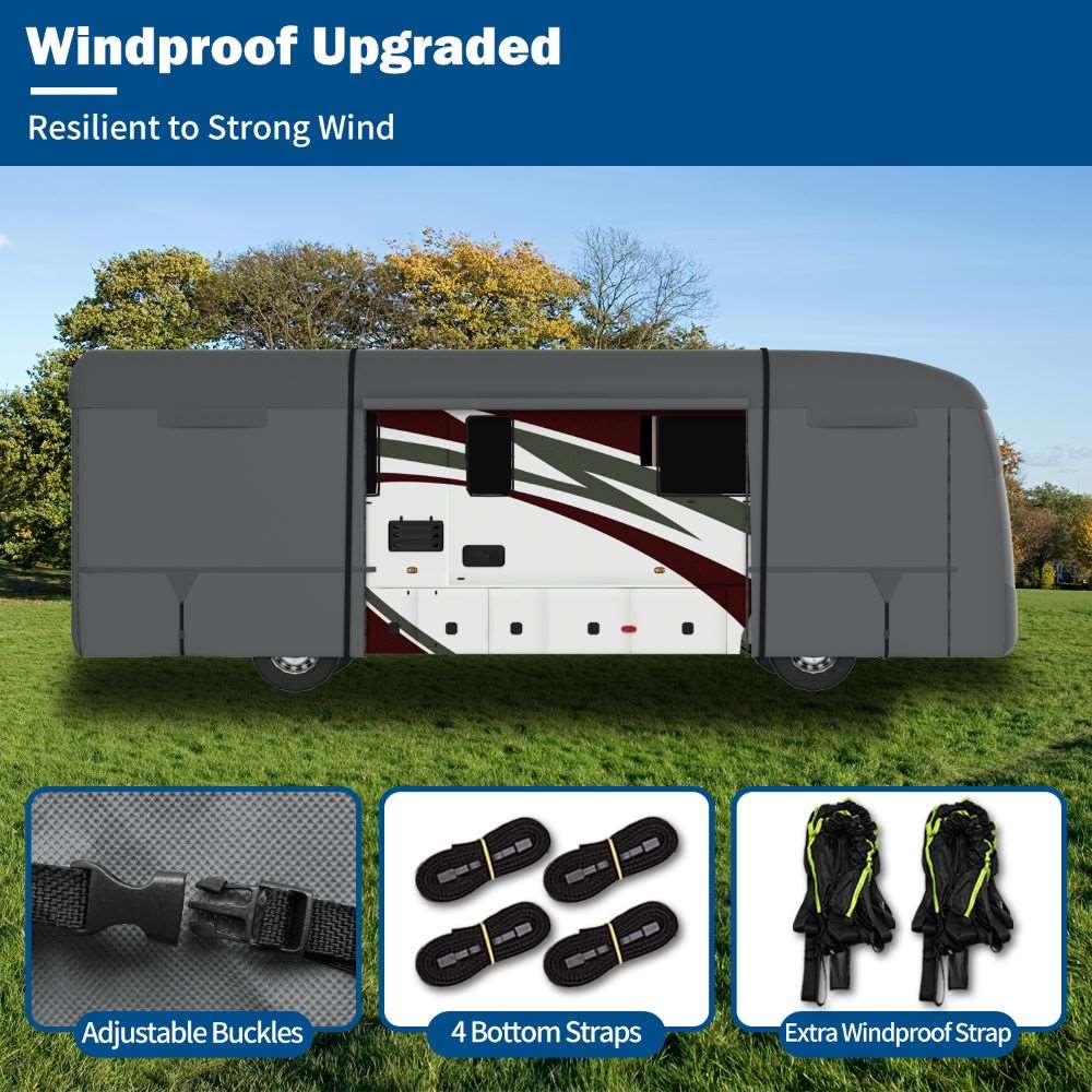 Funda Umbrauto para autocaravana Clase A, 7 capas reforzadas, resistente al viento y transpirable, color gris