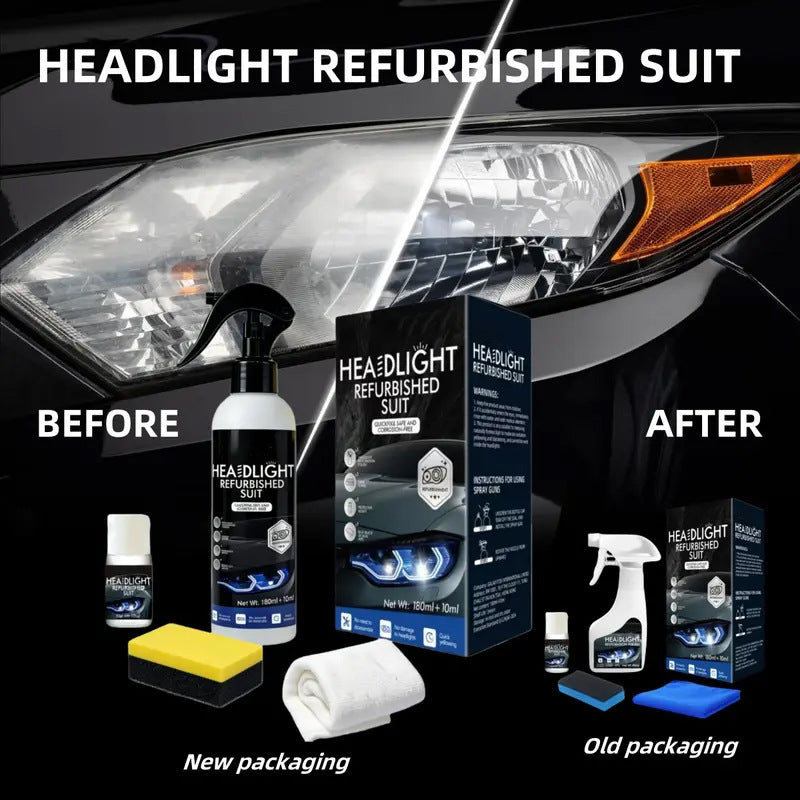 Kit transfronterizo de restauración de faros de coche: agente limpiador y pulidor profesional para eliminar el color amarillento y la oxidación, con protección UV de larga duración.