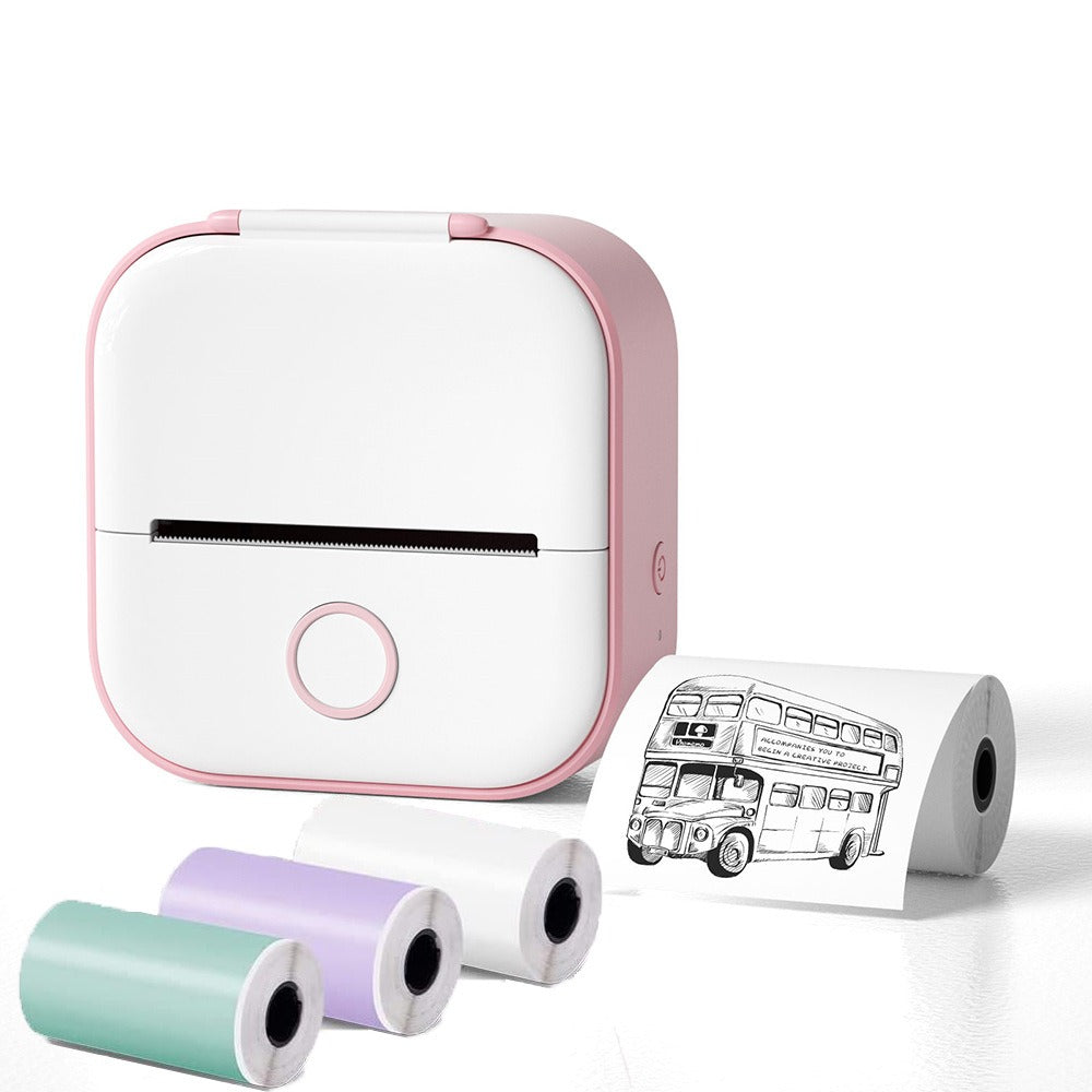Versión internacional T02, mini impresora térmica portátil Bluetooth de bolsillo para uso doméstico, para imprimir etiquetas, fotos y notas