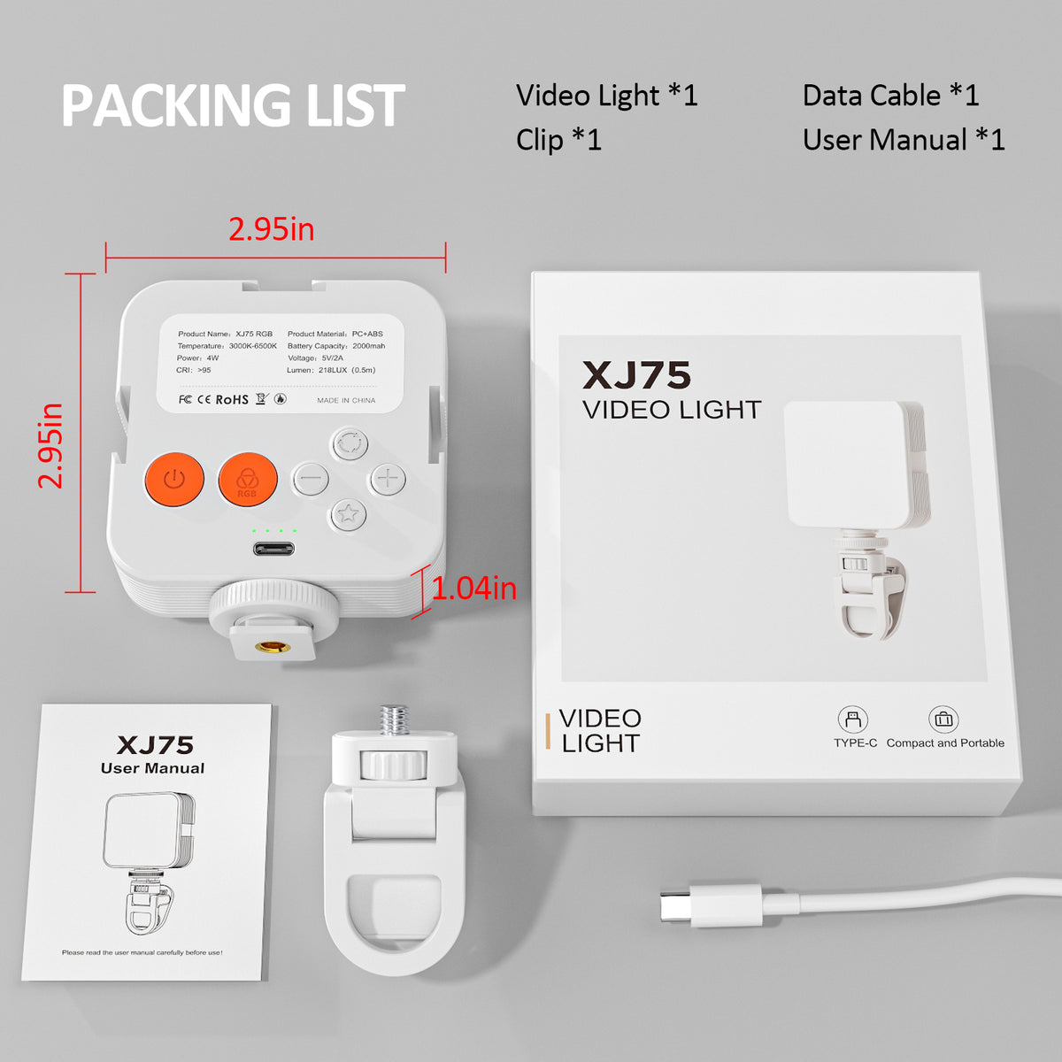 Luz de Bolsillo para Cámara – Mini Luz RGB de Ambiente para Teléfono Móvil, Luz de Relleno para Retransmisiones en Directo, Vlogs, Videoconferencias y Fotografía