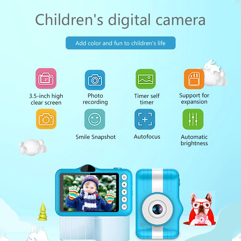 Cámara Digital Infantil de 3,5 Pulgadas – Cámara para Niños con Diseño de Dibujos Animados, Juguete y Regalo de Cumpleaños, 12 MP, Fotos y Vídeos 1080P