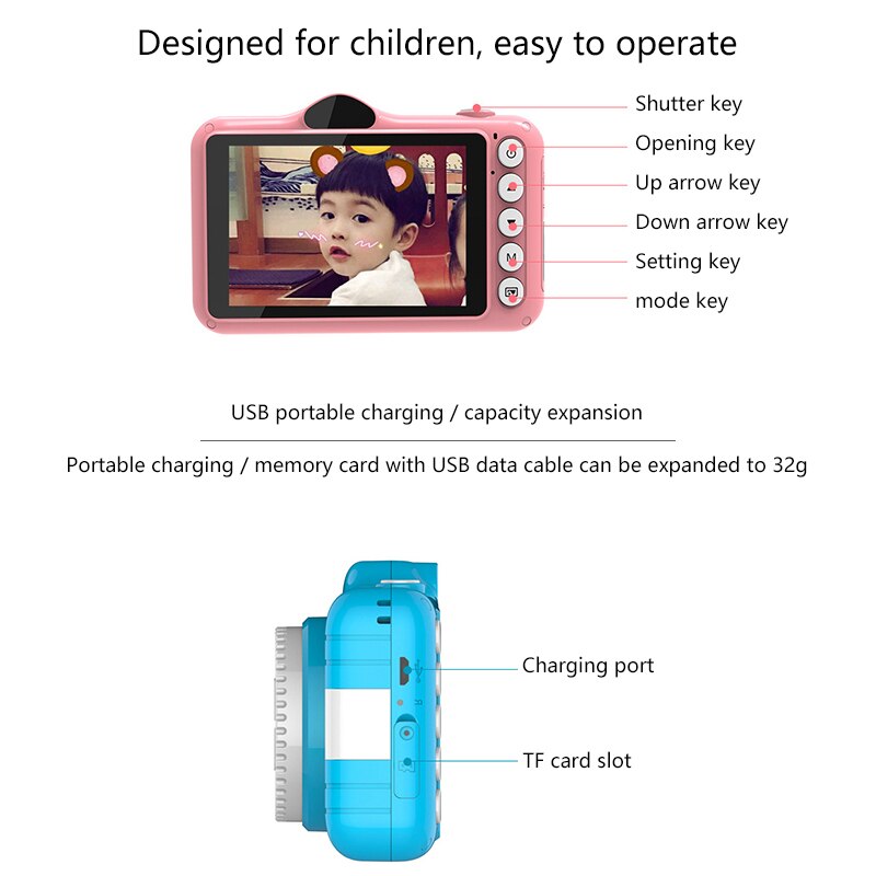 Cámara Digital Infantil de 3,5 Pulgadas – Cámara para Niños con Diseño de Dibujos Animados, Juguete y Regalo de Cumpleaños, 12 MP, Fotos y Vídeos 1080P