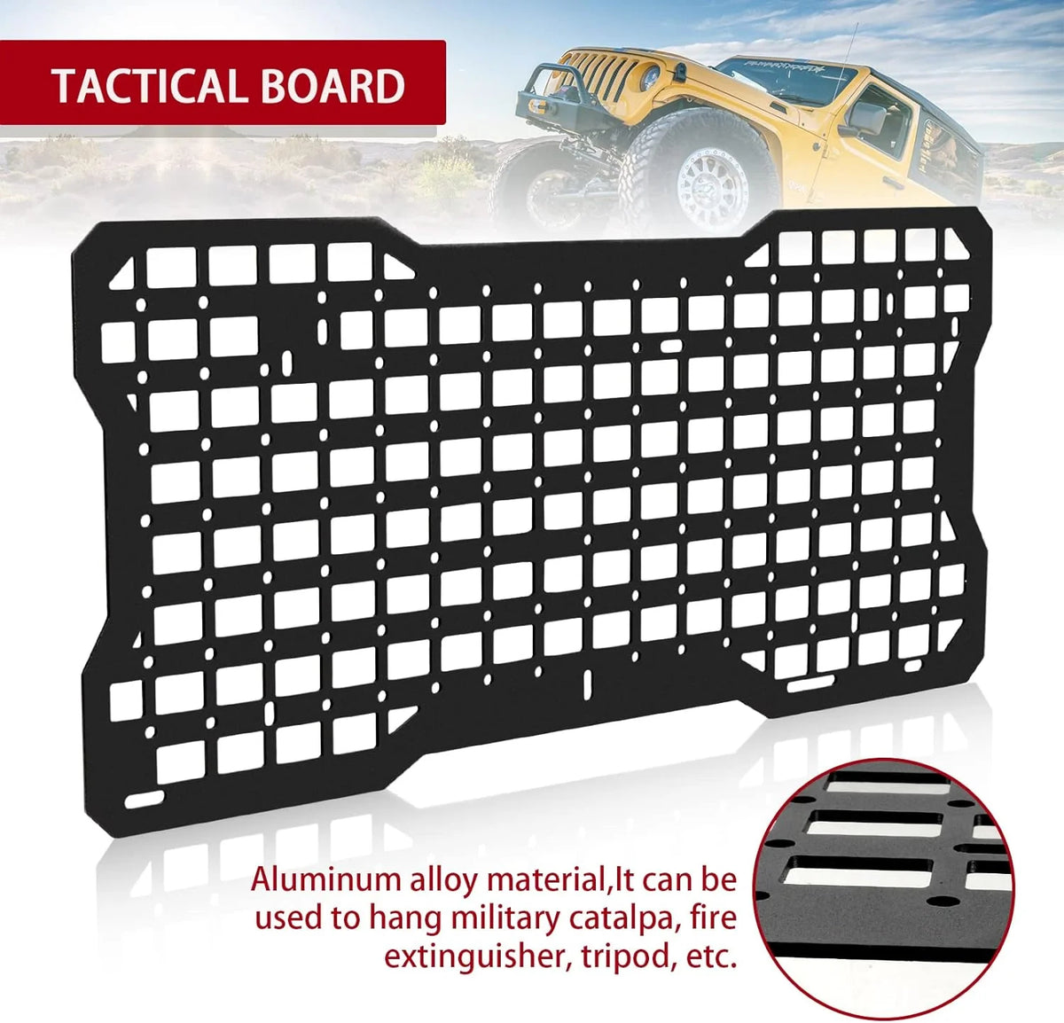 Panel táctico para portón trasero JK y JL con kit de herramientas y organizador, compatible con Jeep Wrangler 2007-2022 JK y JKU