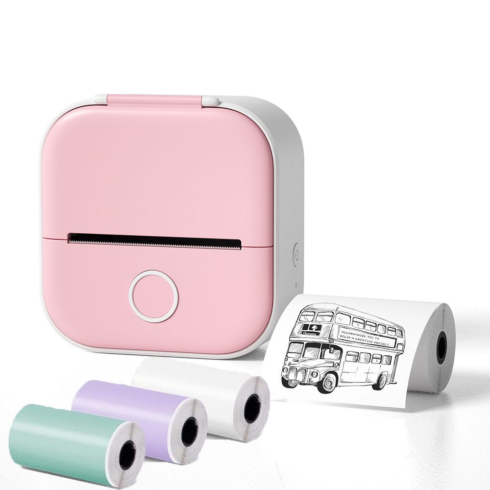 Versión internacional T02, mini impresora térmica portátil Bluetooth de bolsillo para uso doméstico, para imprimir etiquetas, fotos y notas