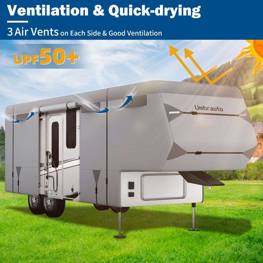 Funda Umbrauto para autocaravana de quinta rueda, 7 capas reforzadas, protección UV, impermeable y transpirable