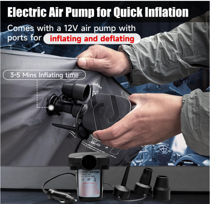 Cojín de Aire Trasero para Coche DikaSun – Cama de Camping Inflable para Vehículos Todoterreno, Apta para Camiones y Furgonetas, con Felpa Gruesa de Doble Cara