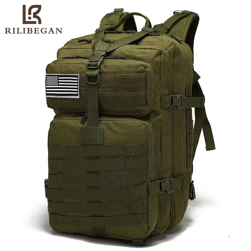Mochila de escalada para actividades al aire libre con camuflaje para hombre, mochila deportiva de viaje, mochila táctica de gran capacidad para hombre.