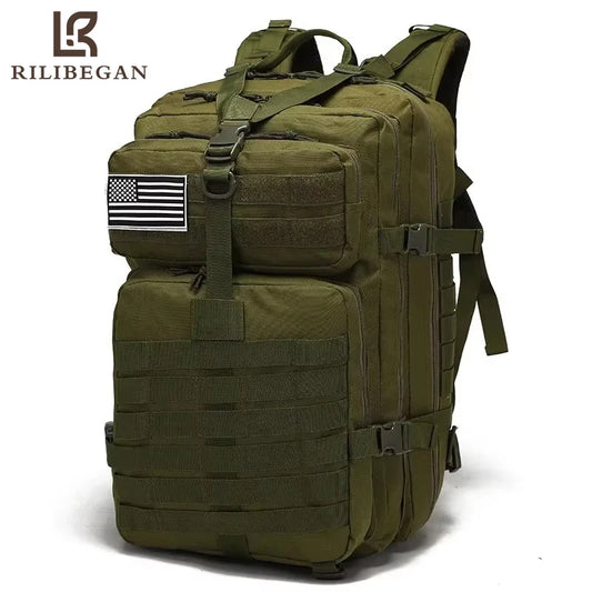 Mochila de escalada para actividades al aire libre con camuflaje para hombre, mochila deportiva de viaje, mochila táctica de gran capacidad para hombre.