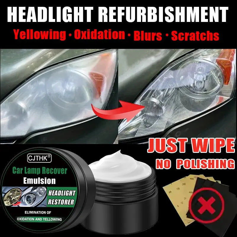 Car Headlight Restoration Polishing Kit, Headlamp Scratch Remover, Repair and Cleaning Paste, Oxidation Remover, Headlight Polish Liquid