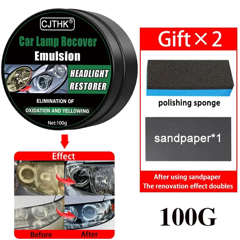 Car Headlight Restoration Polishing Kit, Headlamp Scratch Remover, Repair and Cleaning Paste, Oxidation Remover, Headlight Polish Liquid