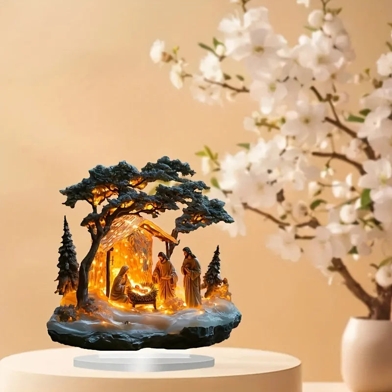 1PCS Jesus Scene Related Characters Home Decoration Crafts Newborn Desktop Decoration Statues Ideal Festival Decoration Statues
