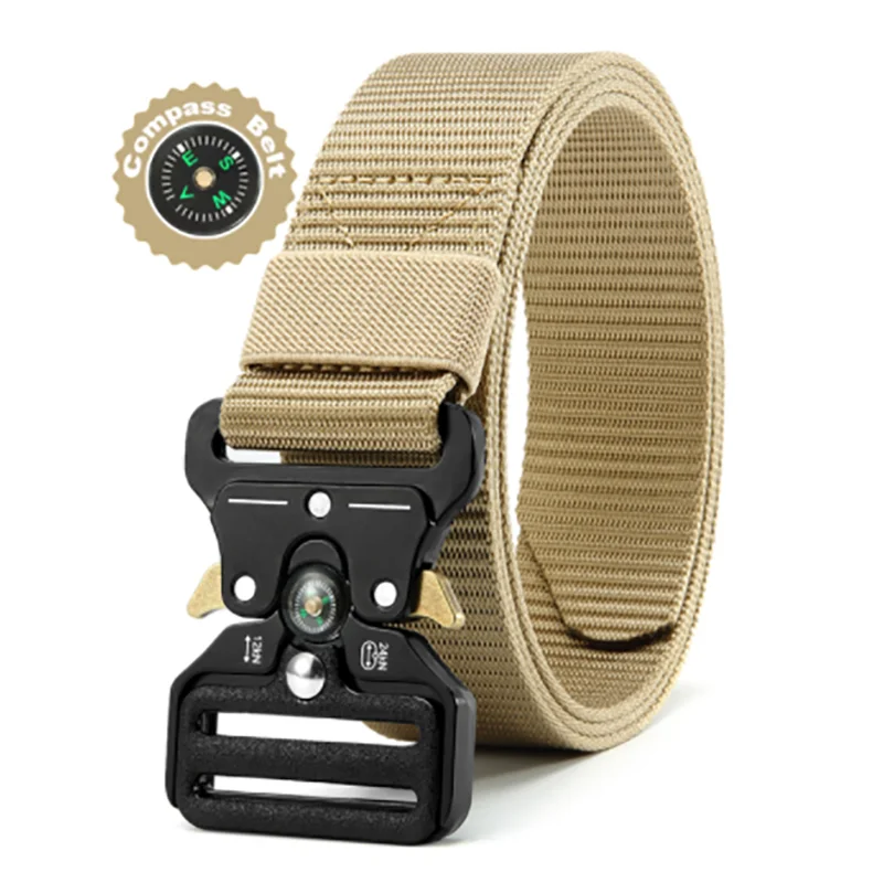 Cinturón multifunción para hombre y mujer con brújula, cinturón outdoor de alta calidad de lona y nailon, cinturón deportivo neutro para vaqueros.