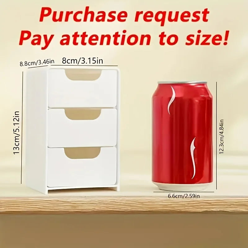 Organizador de escritorio de 3 niveles con cajones, adecuado para guardar artículos de papelería, joyas y cosméticos; caja portátil con compartimentos.