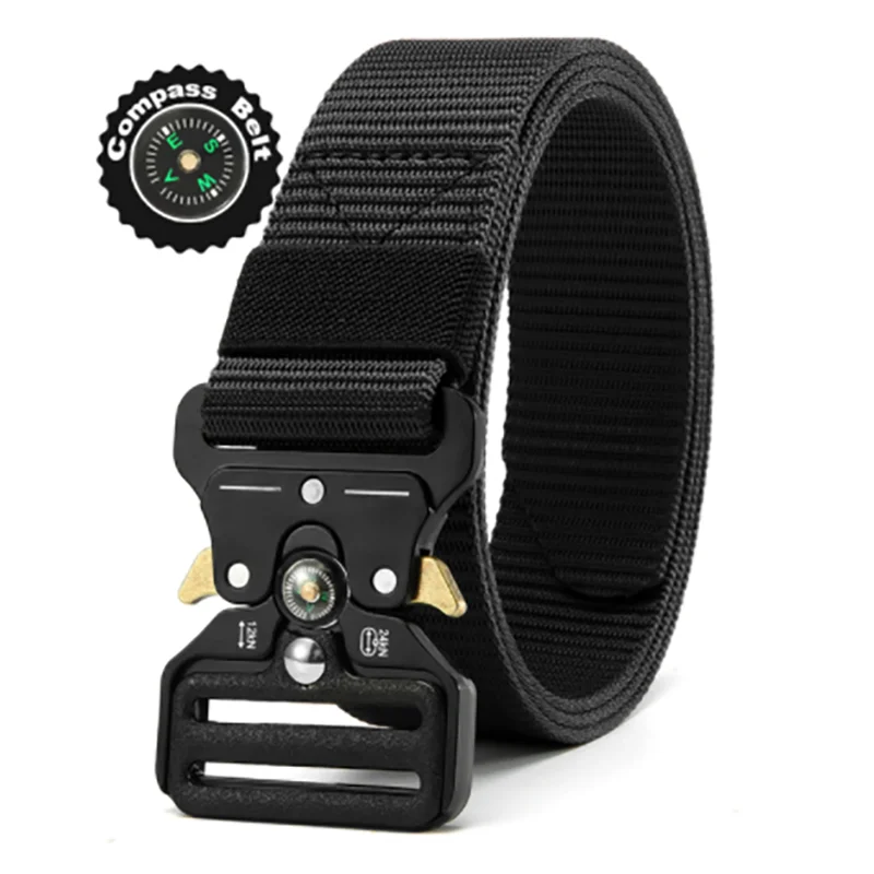 Cinturón multifunción para hombre y mujer con brújula, cinturón outdoor de alta calidad de lona y nailon, cinturón deportivo neutro para vaqueros.