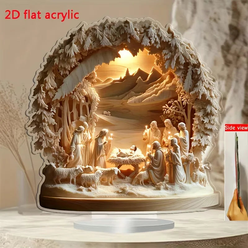 1PCS Jesus Scene Related Characters Home Decoration Crafts Newborn Desktop Decoration Statues Ideal Festival Decoration Statues