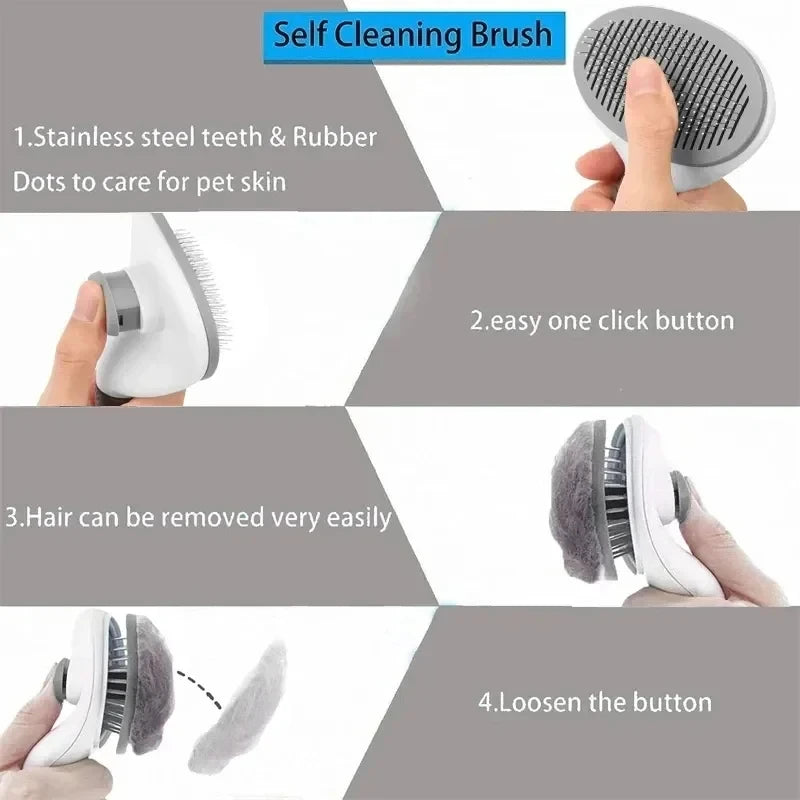 Cepillo para perros y gatos, peine autolimpiante para eliminar el pelo, herramienta de aseo para mascotas, peine desenredante para perros y accesorios para mascotas.
