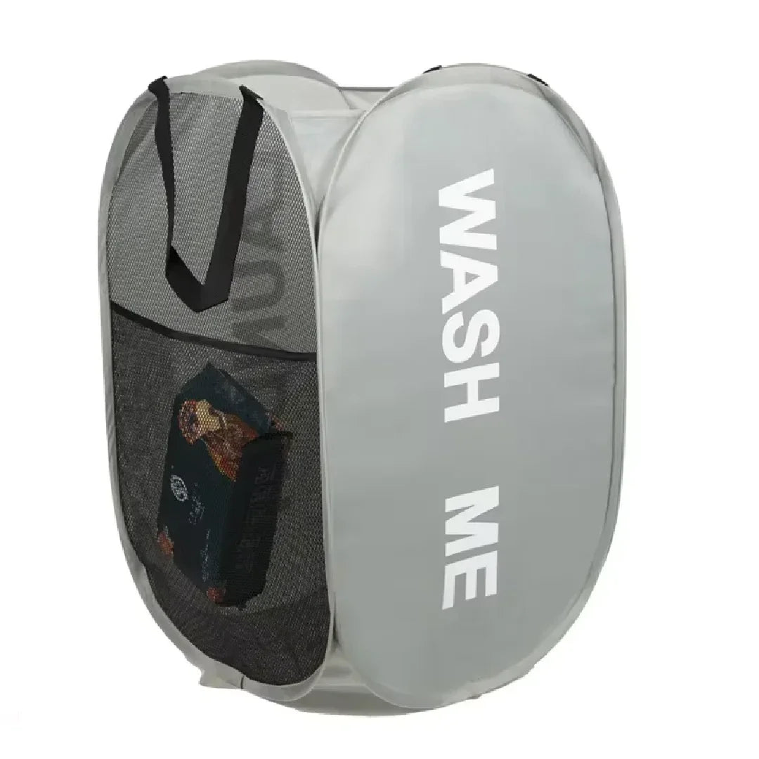 Cesto de ropa plegable portátil de malla con amplia abertura — Cesta transpirable y plegable que ahorra espacio, ideal para dormitorios, viajes y baño.