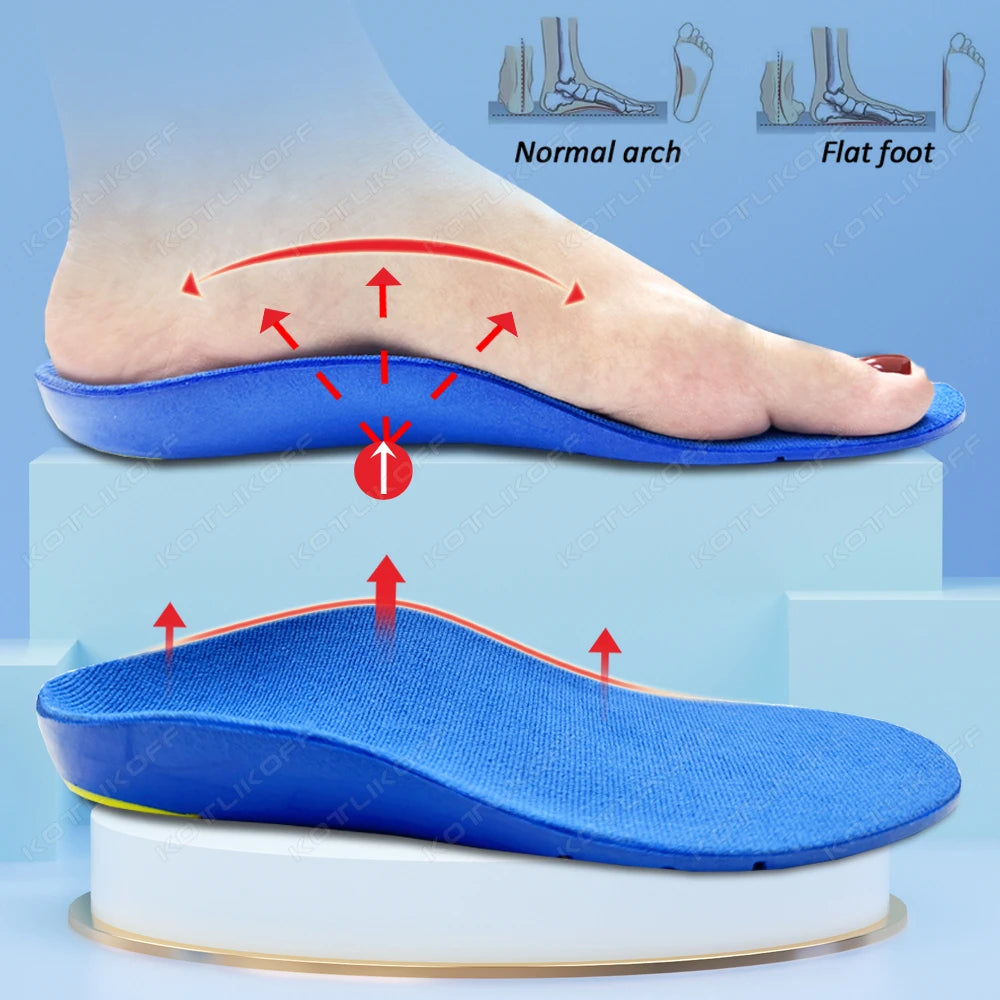 Plantillas ortopédicas para adultos y niños con soporte para el arco del pie, para pies planos y arco alto, fascitis plantar, absorción de impactos y uso deportivo para correr.