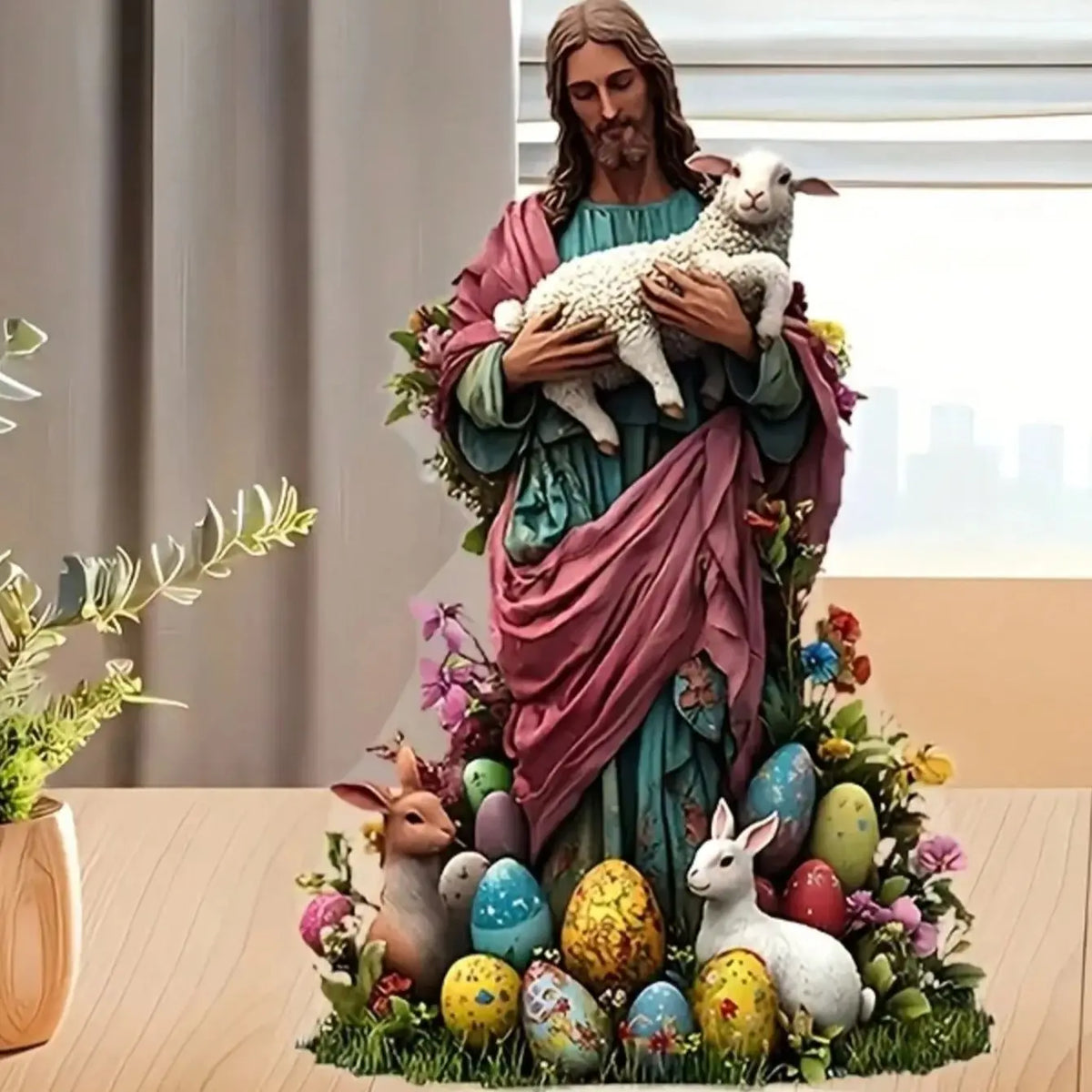 1PCS Jesus Scene Related Characters Home Decoration Crafts Newborn Desktop Decoration Statues Ideal Festival Decoration Statues