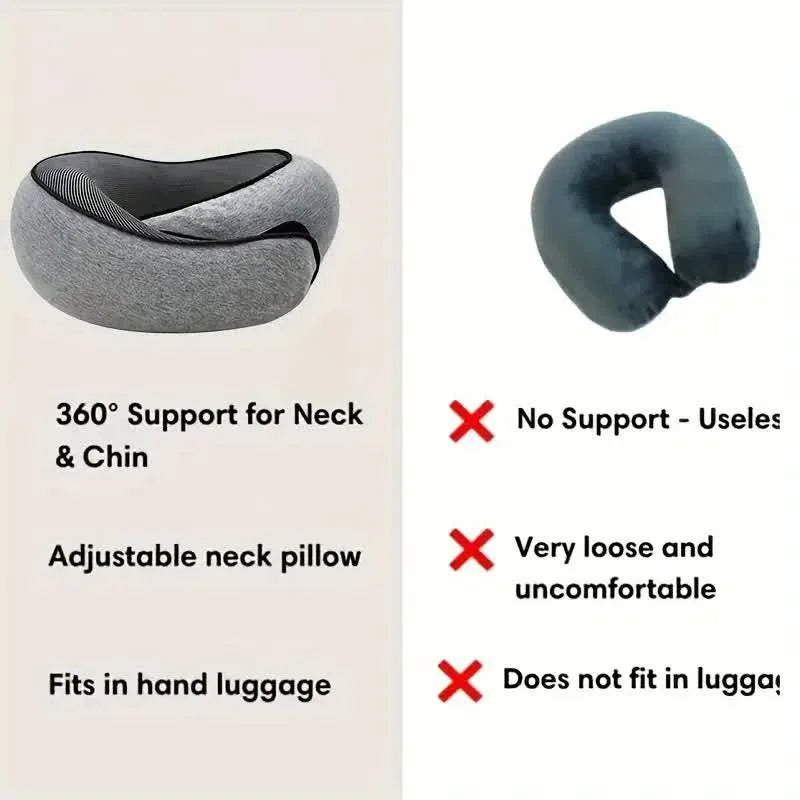 Almohada cervical de viaje de espuma viscoelástica en forma de U, estilo caracol, soporte cervical portátil ajustable y suave para dormir durante los viajes o descansar al mediodía.