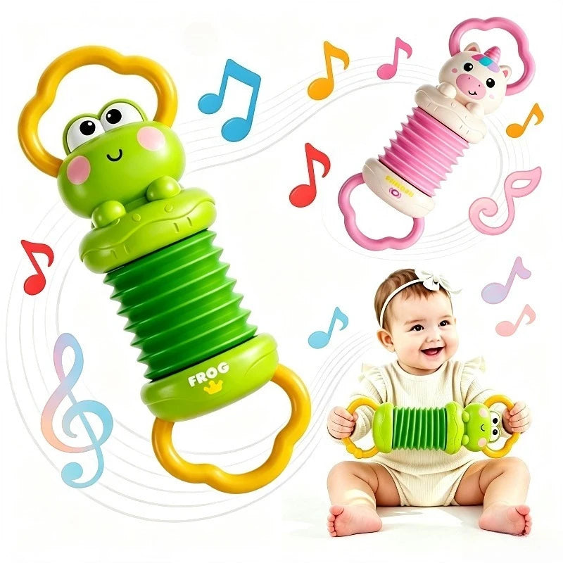 Unicorn musical accordion toy: Montessori sensory instrument for babies, newborn gift for 0-12 months, learning toy for toddlers, baby toys.