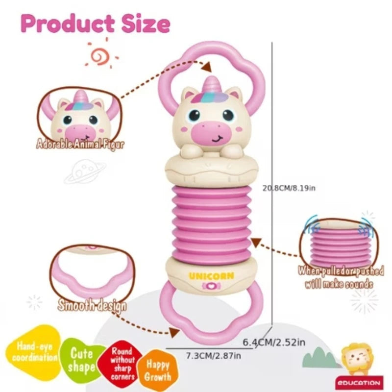 Unicorn musical accordion toy: Montessori sensory instrument for babies, newborn gift for 0-12 months, learning toy for toddlers, baby toys.