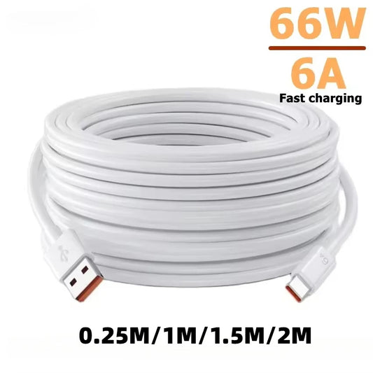 Cable USB de 66 W y 6 A para carga rápida y transferencia de datos (USB a Tipo C) para Xiaomi Mi 11, 12, Redmi Note 10 y POCO.