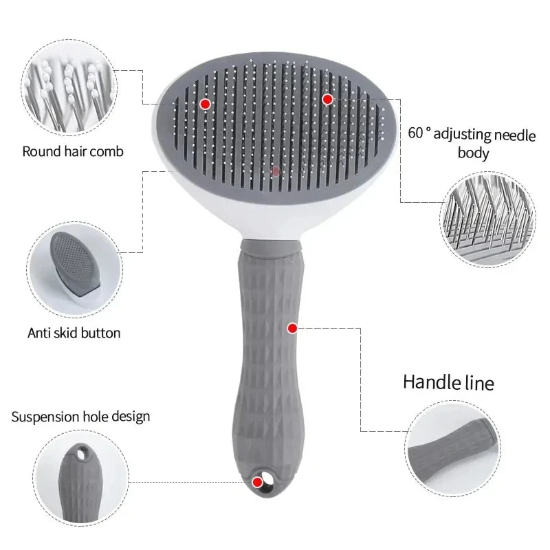 Cepillo para perros y gatos, peine autolimpiante para eliminar el pelo, herramienta de aseo para mascotas, peine desenredante para perros y accesorios para mascotas.